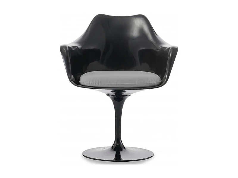 Fauteuil Tulipo pivotant noir brillant avec coussin - Design-Couleur Gris
