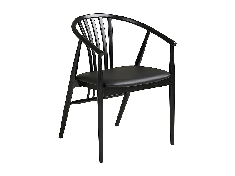 Fauteuil en bois et tissu AGUSTIN-Noir
