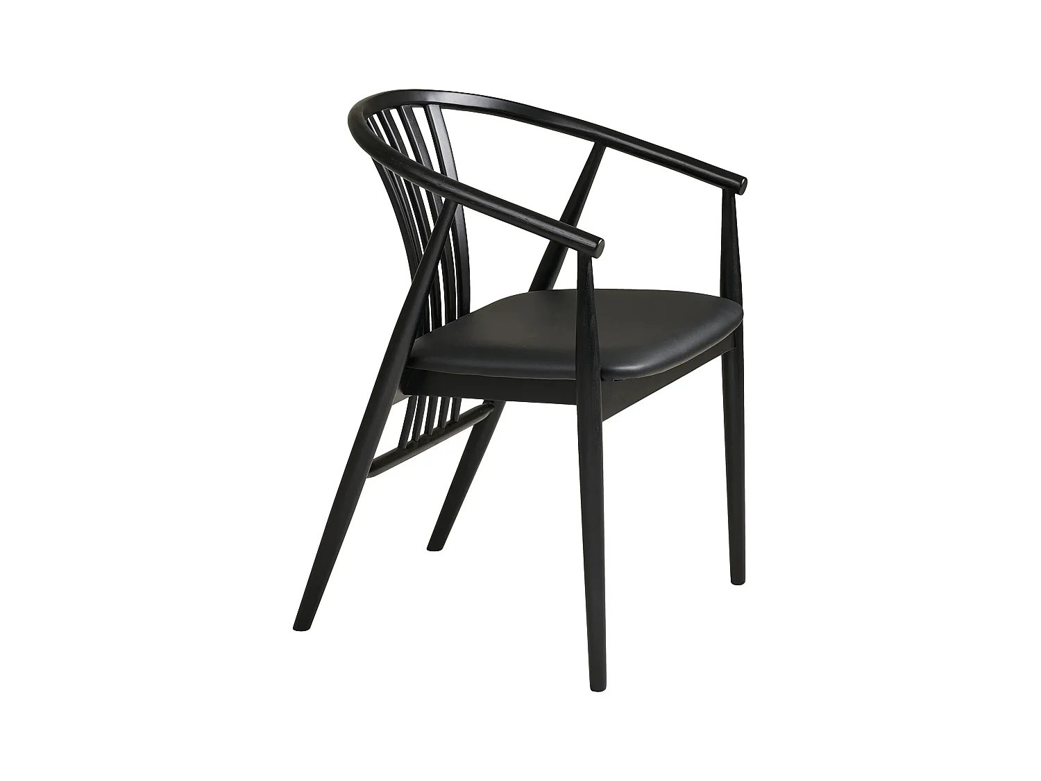 Fauteuil en bois et tissu AGUSTIN-Noir