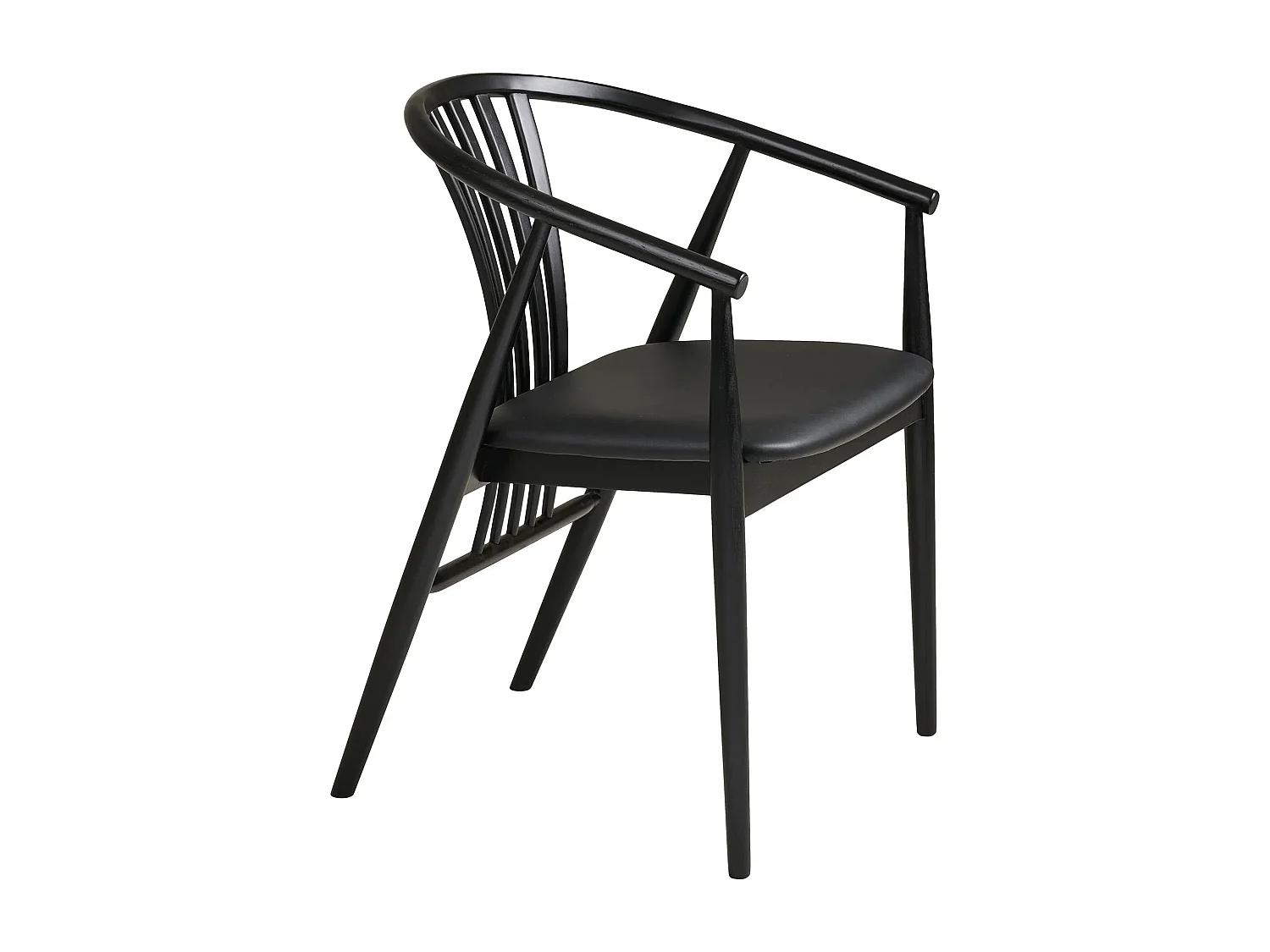 AGUSTIN fauteuil van hout en stof-Kleur Zwart