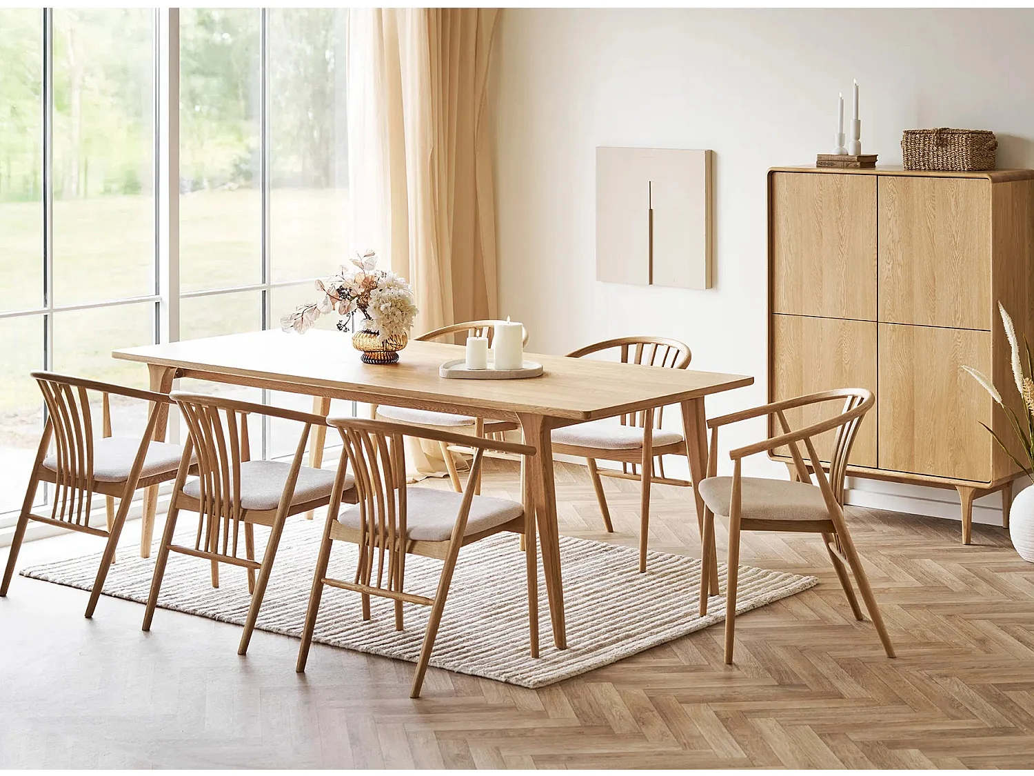 AGUSTIN fauteuil van hout en stof-Kleur Zwart