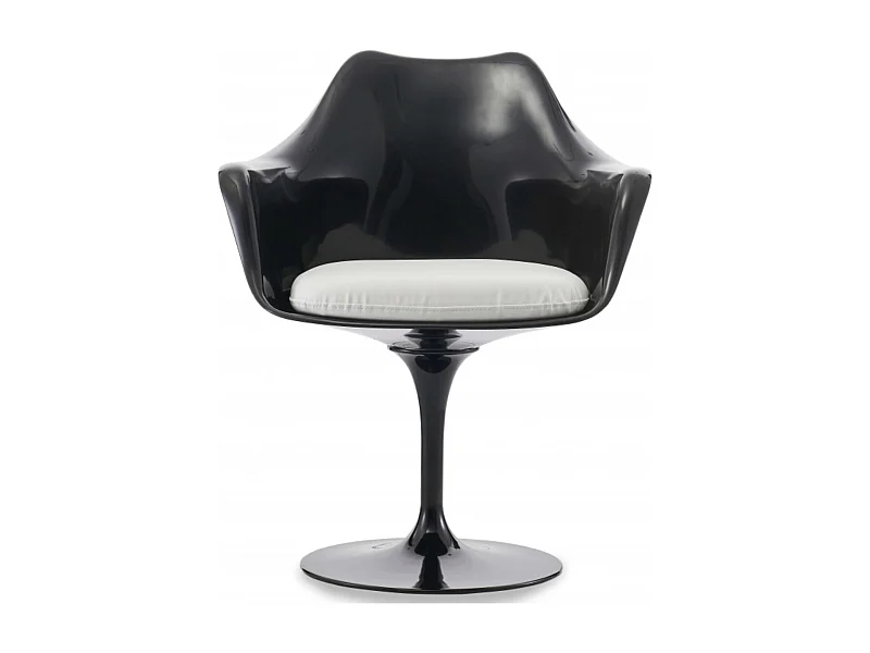 Fauteuil Tulipo pivotant noir brillant avec coussin - Design-Couleur Blanc
