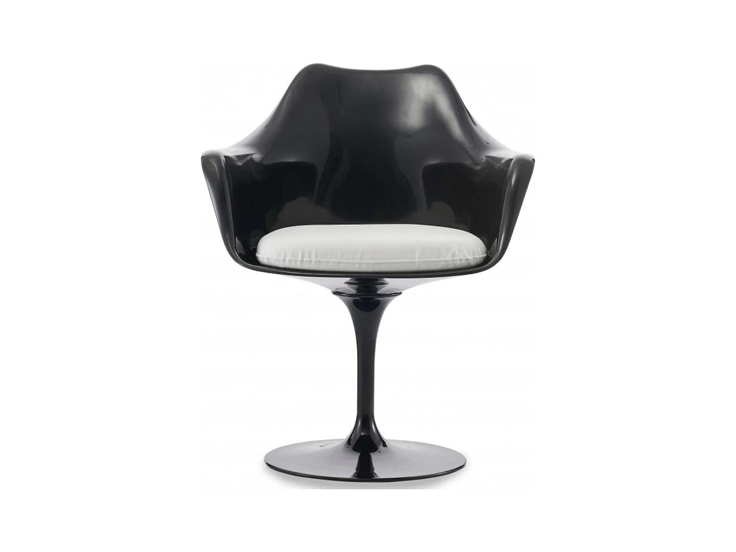 Fauteuil Tulipo pivotant noir brillant avec coussin - Design-Couleur Blanc