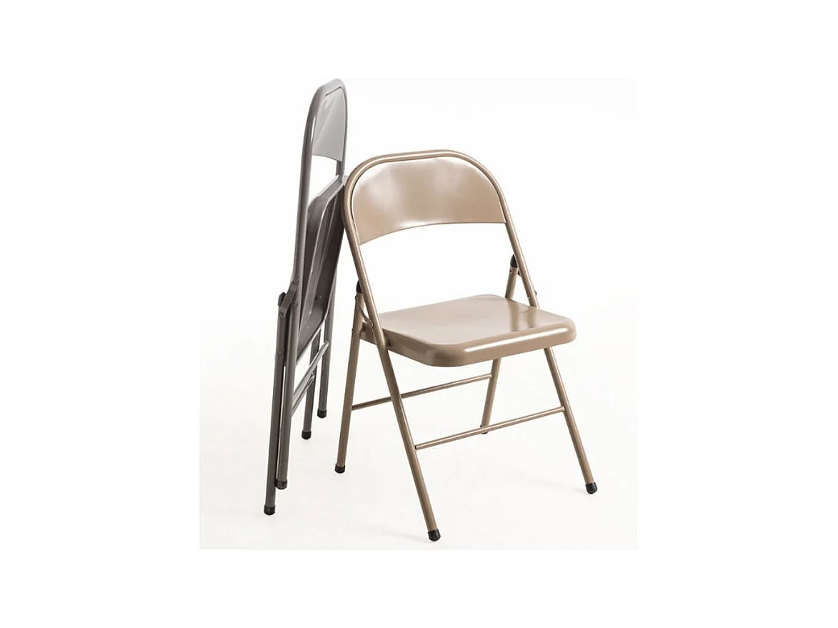 Chaise pliante métal marron clair brillant Taly - Lot de 2