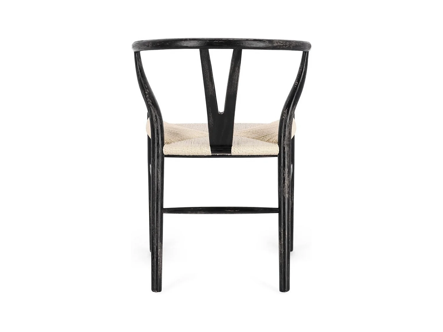 Lot de 2 chaises Artuza – Bois de hêtre et assise tressée en corde-Naturel/Noir