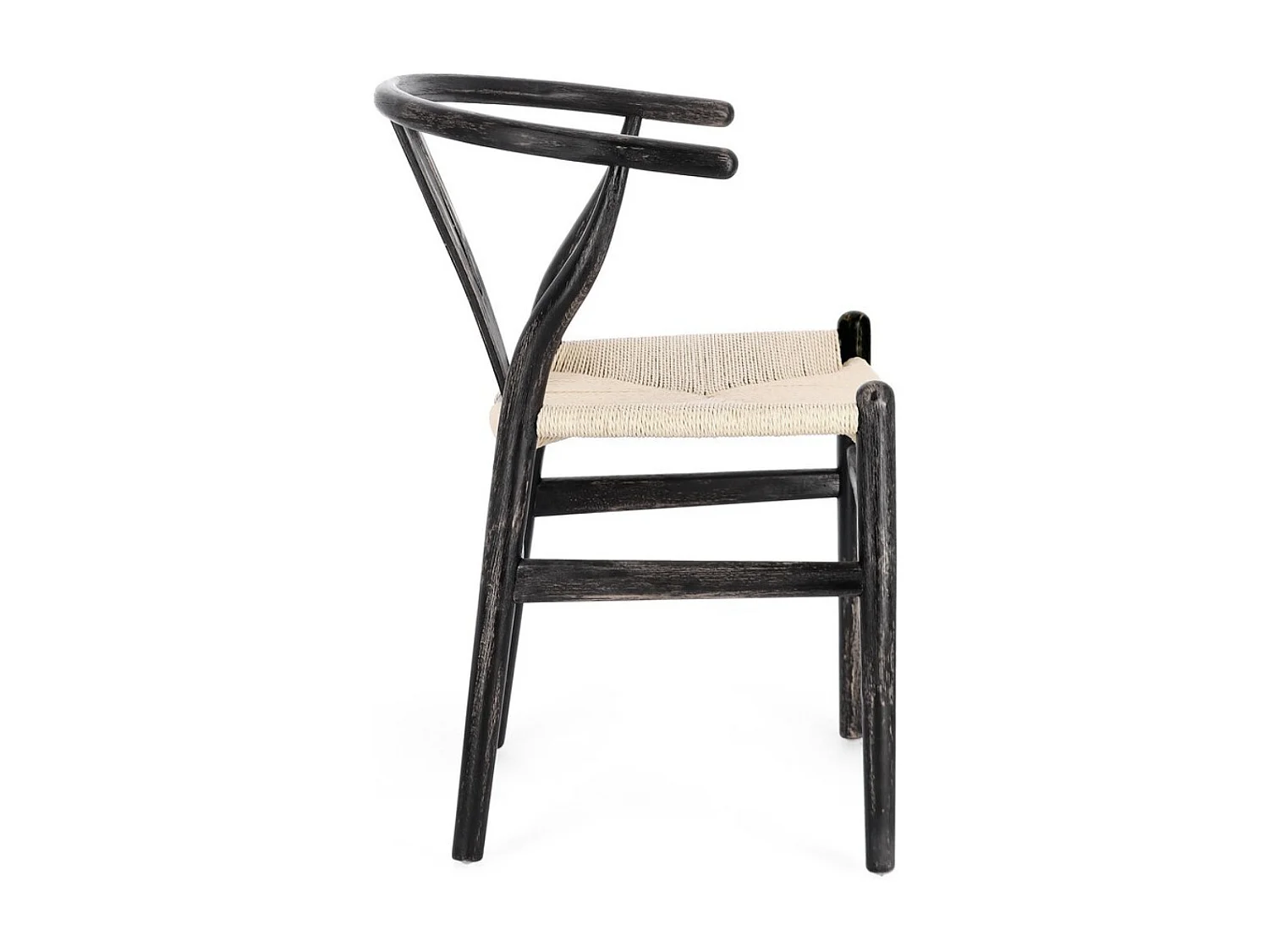 Lot de 2 chaises Artuza – Bois de hêtre et assise tressée en corde-Naturel/Noir
