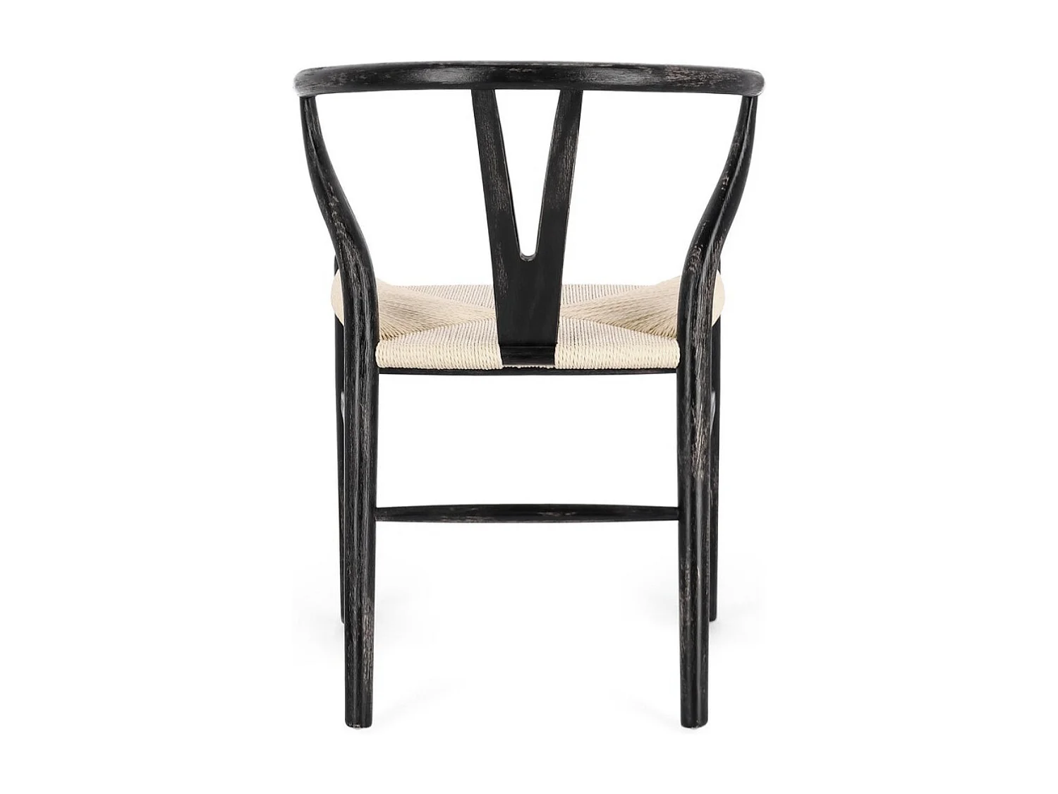 Lot de 2 chaises Artuza – Bois de hêtre et assise tressée en corde-Naturel/Noir