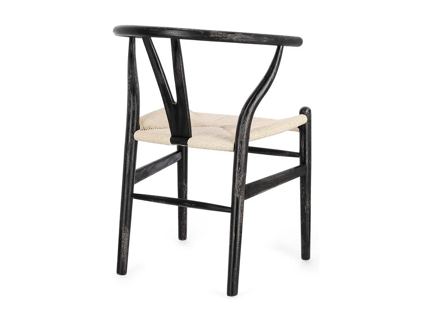 Lot de 2 chaises Artuza – Bois de hêtre et assise tressée en corde-Naturel/Noir