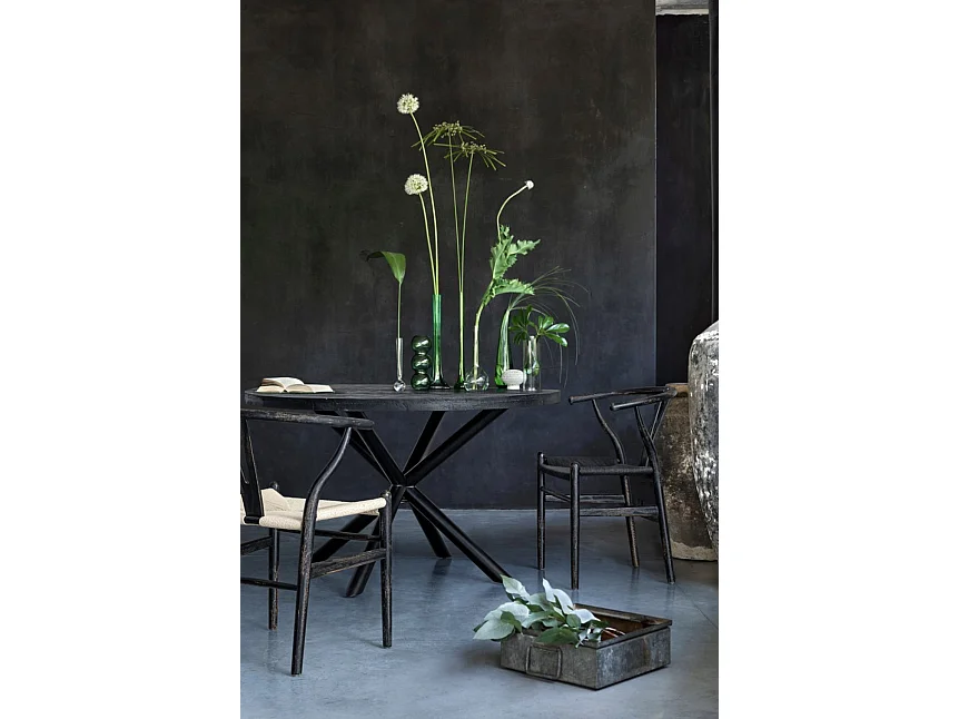 Lot de 2 chaises Artuza – Bois de hêtre et assise tressée en corde-Naturel/Noir