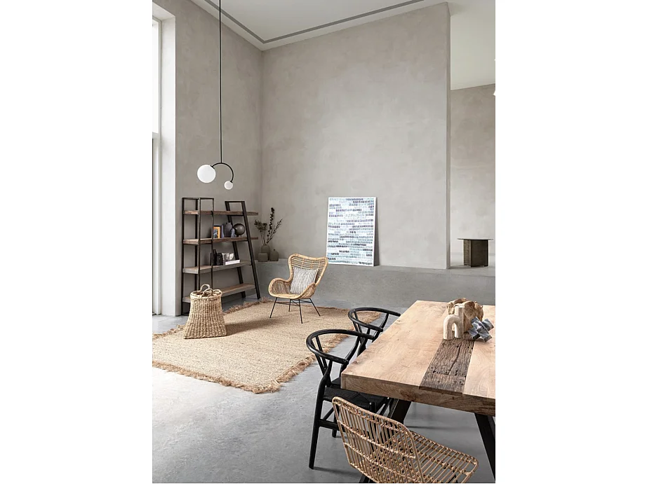 Lot de 2 chaises Artuza – Bois de hêtre et assise tressée en corde-Naturel/Noir