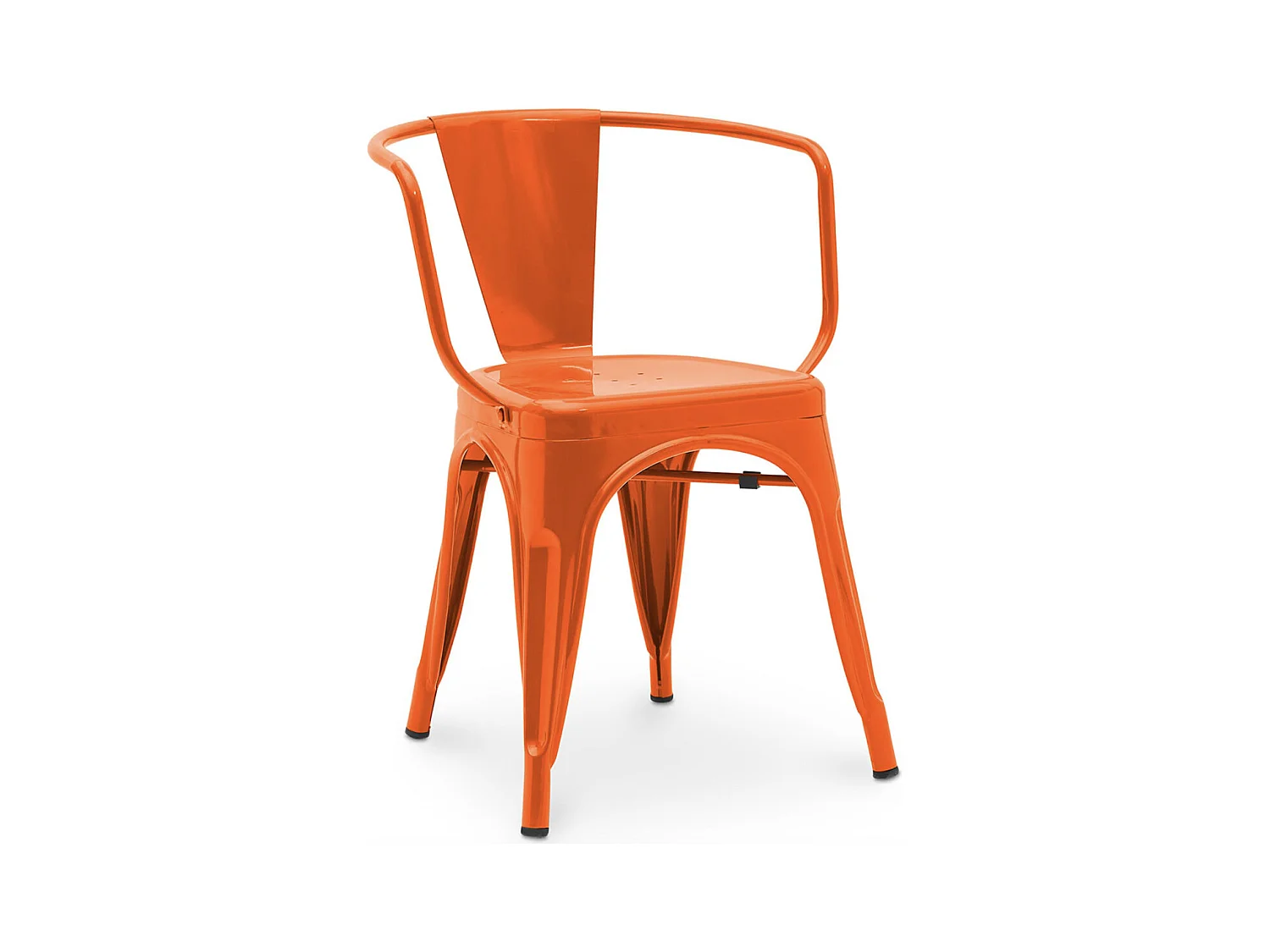 Chaise industrielle avec accoudoirs acier brillant Poka --Orange