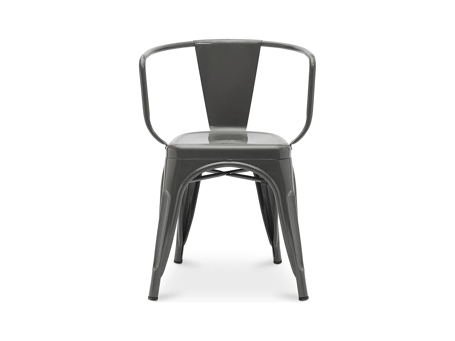 Chaise industrielle avec accoudoirs acier brillant Poka --Orange