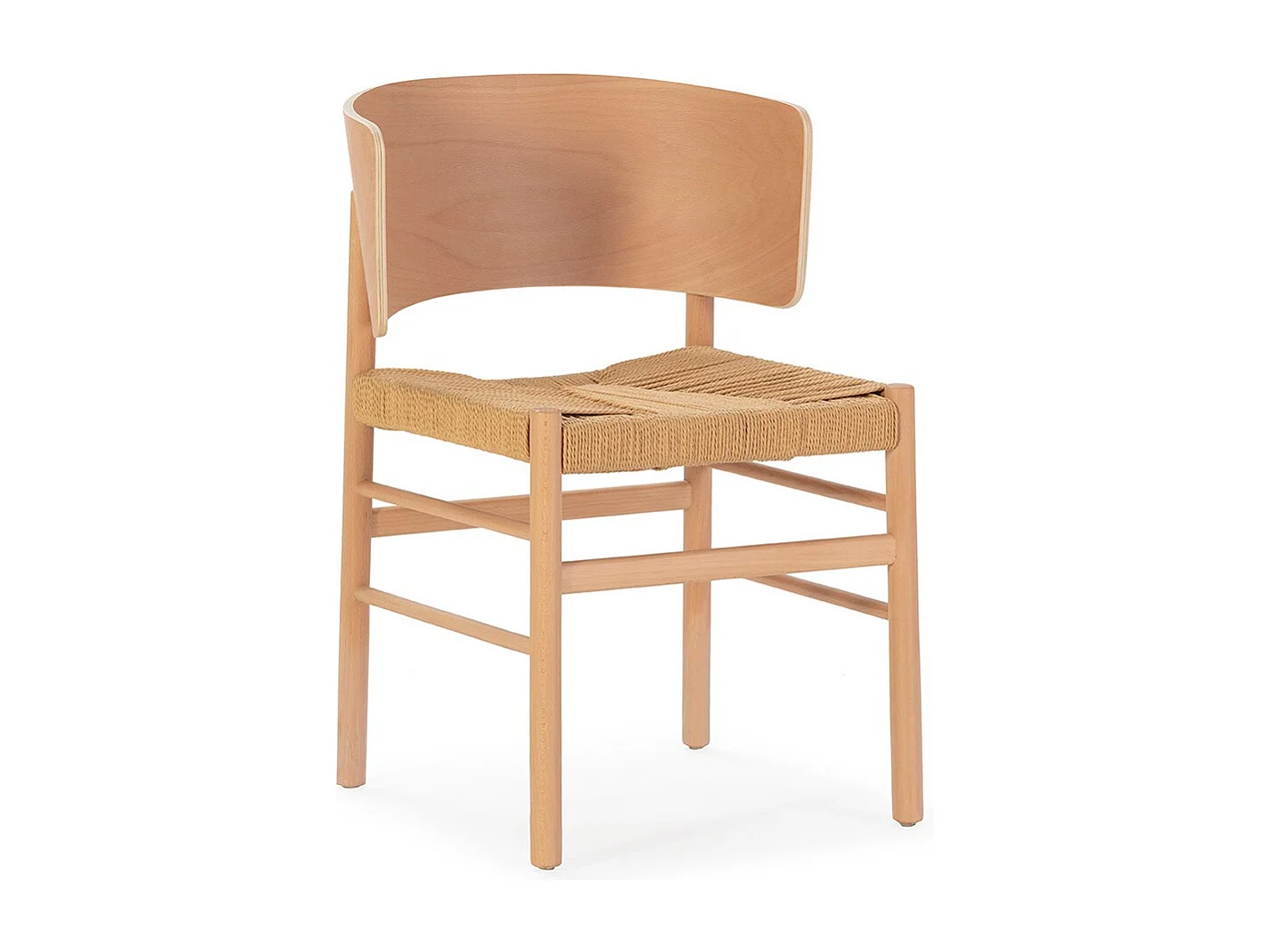 Chaise en bois de hêtre naturel et corde KANURA