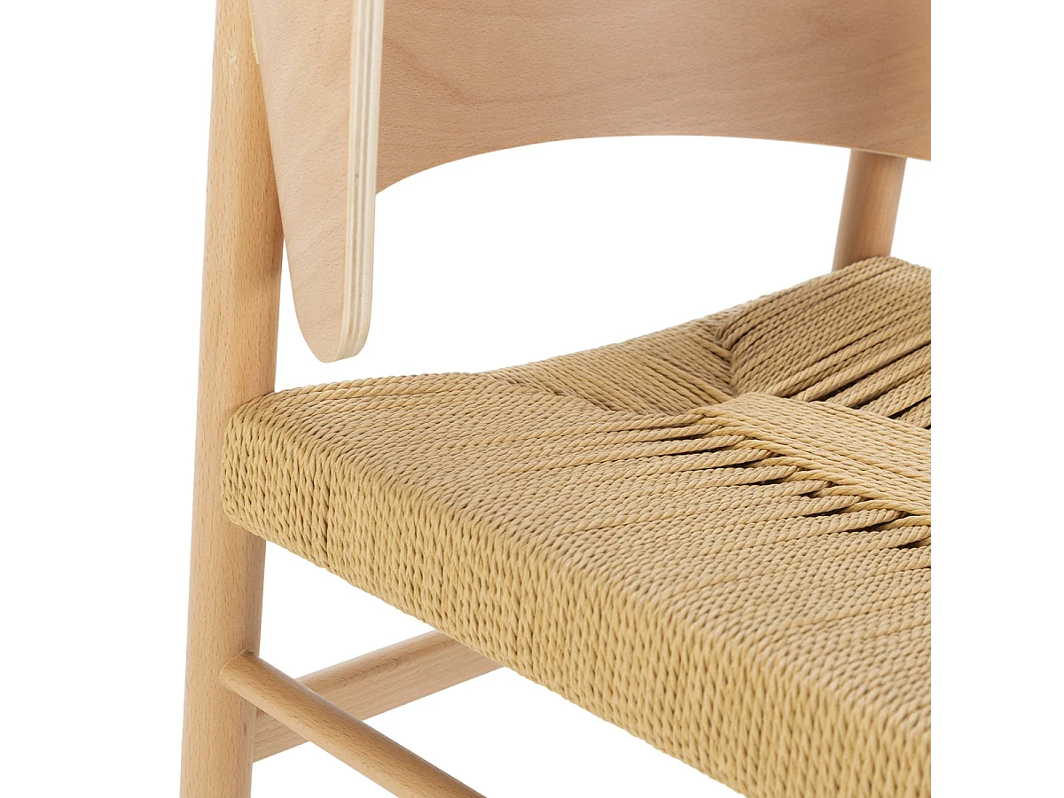 Chaise en bois de hêtre naturel et corde KANURA