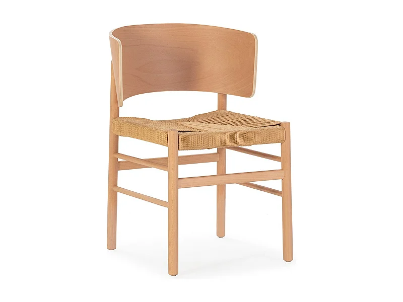 Chaise en bois de hêtre naturel et corde KANURA