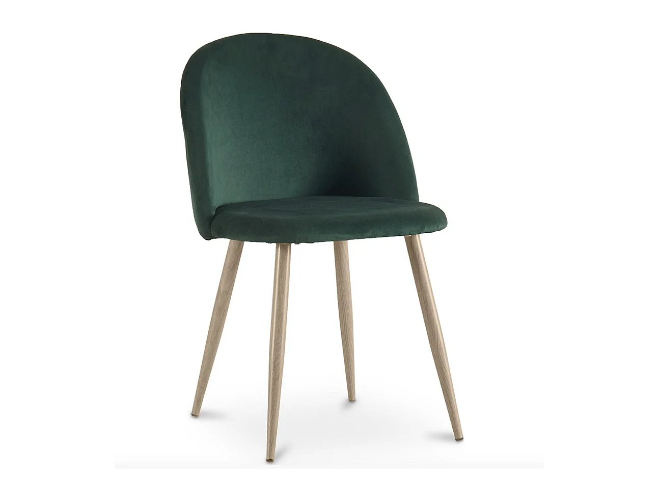 Chaise BOMANE style scandinave - Assise en velours et pieds en métal effet bois clair-Vert foncé