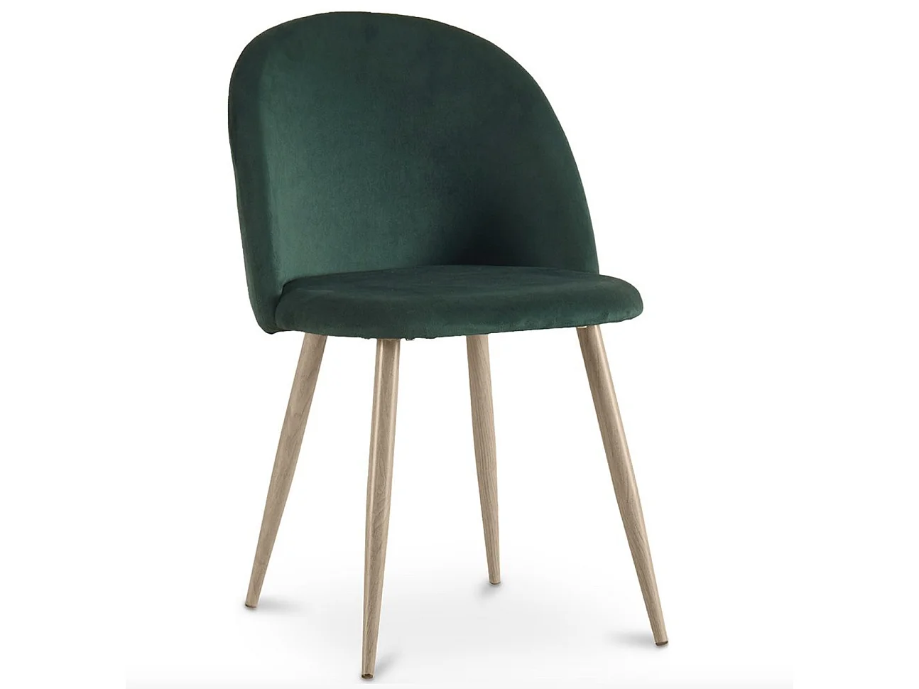 Chaise BOMANE style scandinave - Assise en velours et pieds en métal effet bois clair-Vert foncé