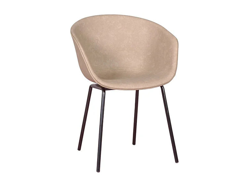 Chaise rembourrée Oliver en similicuir – Élégance et confort pour votre intérieur-Beige clair