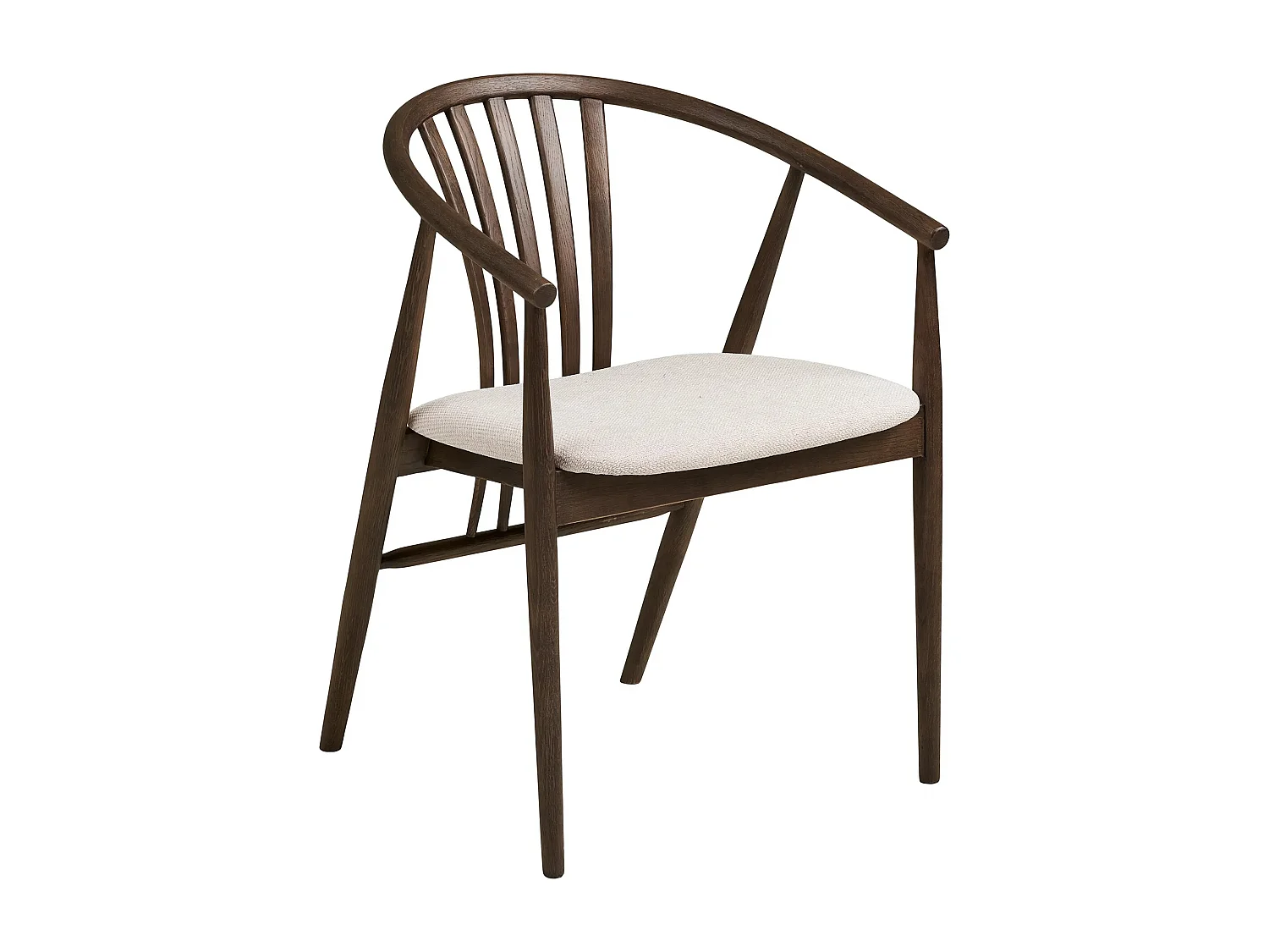 AGUSTIN fauteuil van hout en stof-Kleur Bruin