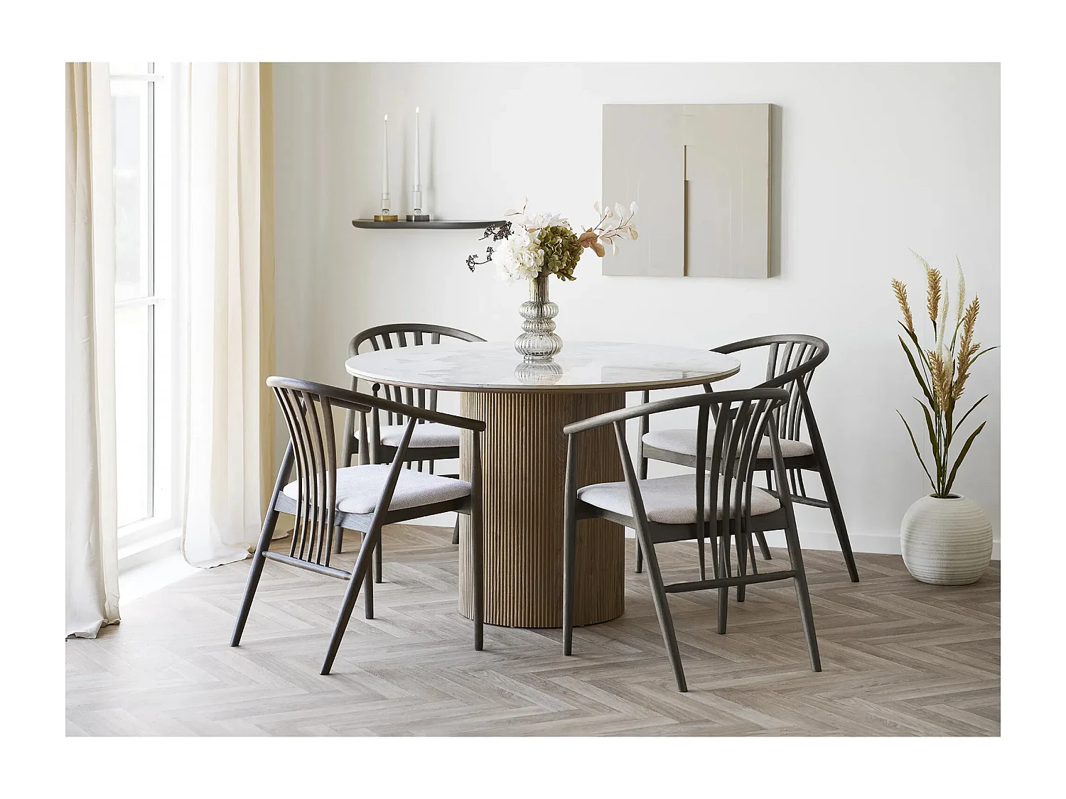 AGUSTIN fauteuil van hout en stof-Kleur Bruin