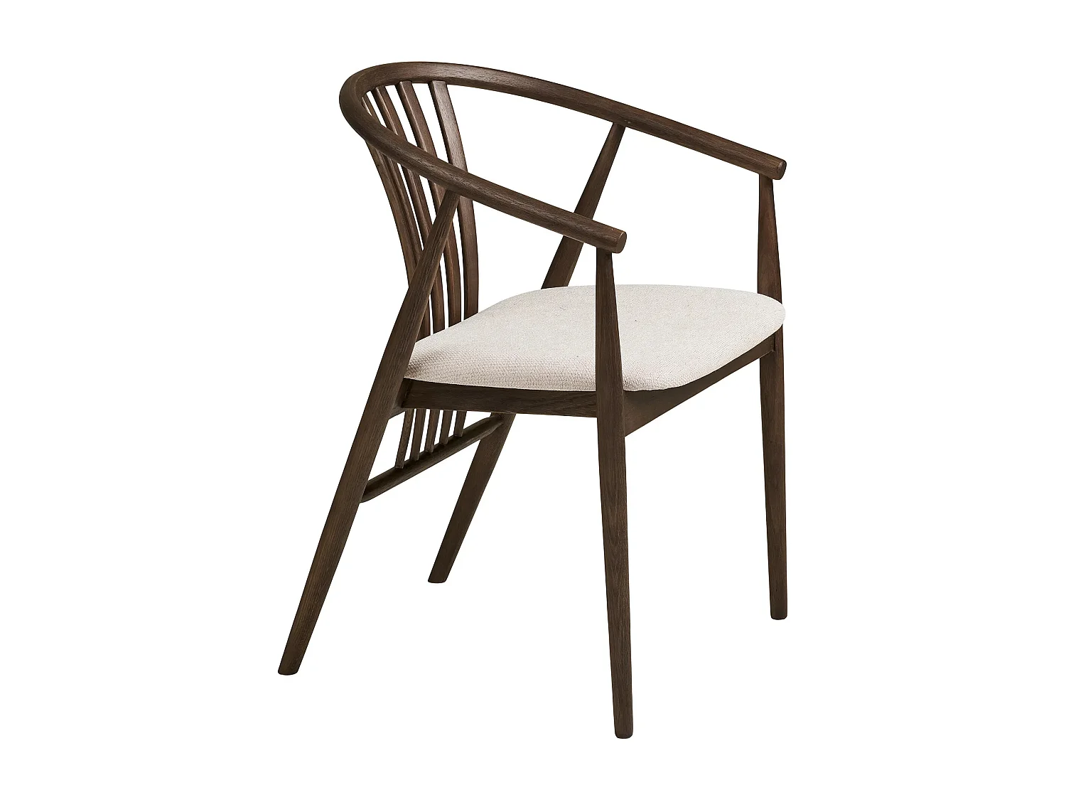 AGUSTIN fauteuil van hout en stof-Kleur Bruin