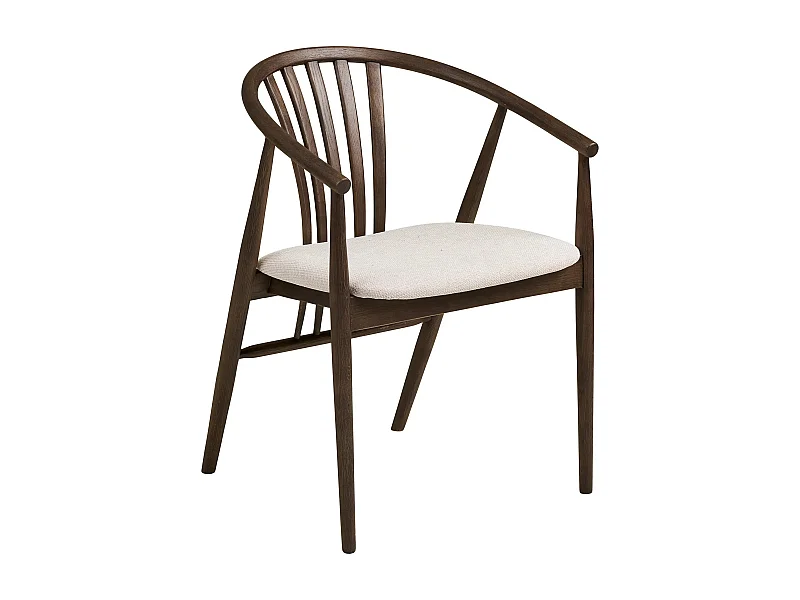 AGUSTIN fauteuil van hout en stof-Kleur Bruin