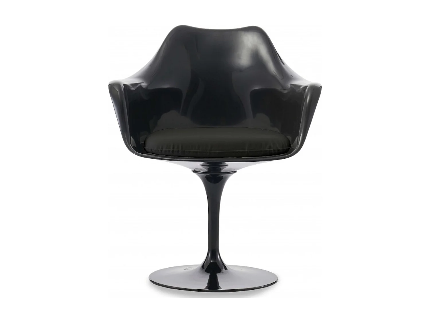 Fauteuil Tulipo pivotant noir brillant avec coussin - Design-Couleur Noir