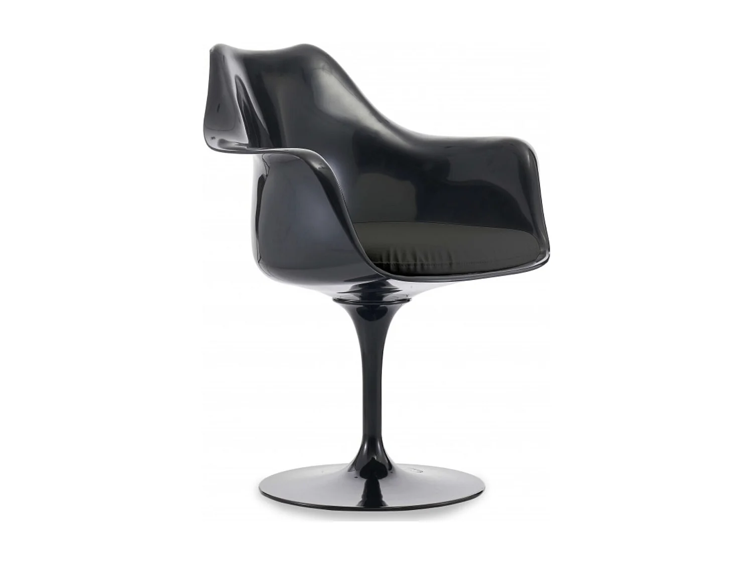 Fauteuil Tulipo pivotant noir brillant avec coussin - Design-Couleur Noir