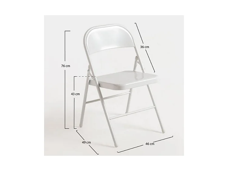 Silla plegable Taly de metal blanco brillante - Juego de 2