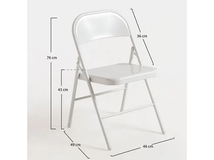 Chaise pliante métal blanc brillant Taly - Lot de 2