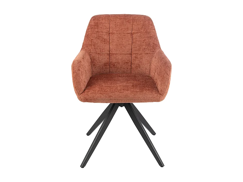 Silla LOUNA con reposabrazos – Tejido suave y patas de acero negro-Color Naranja