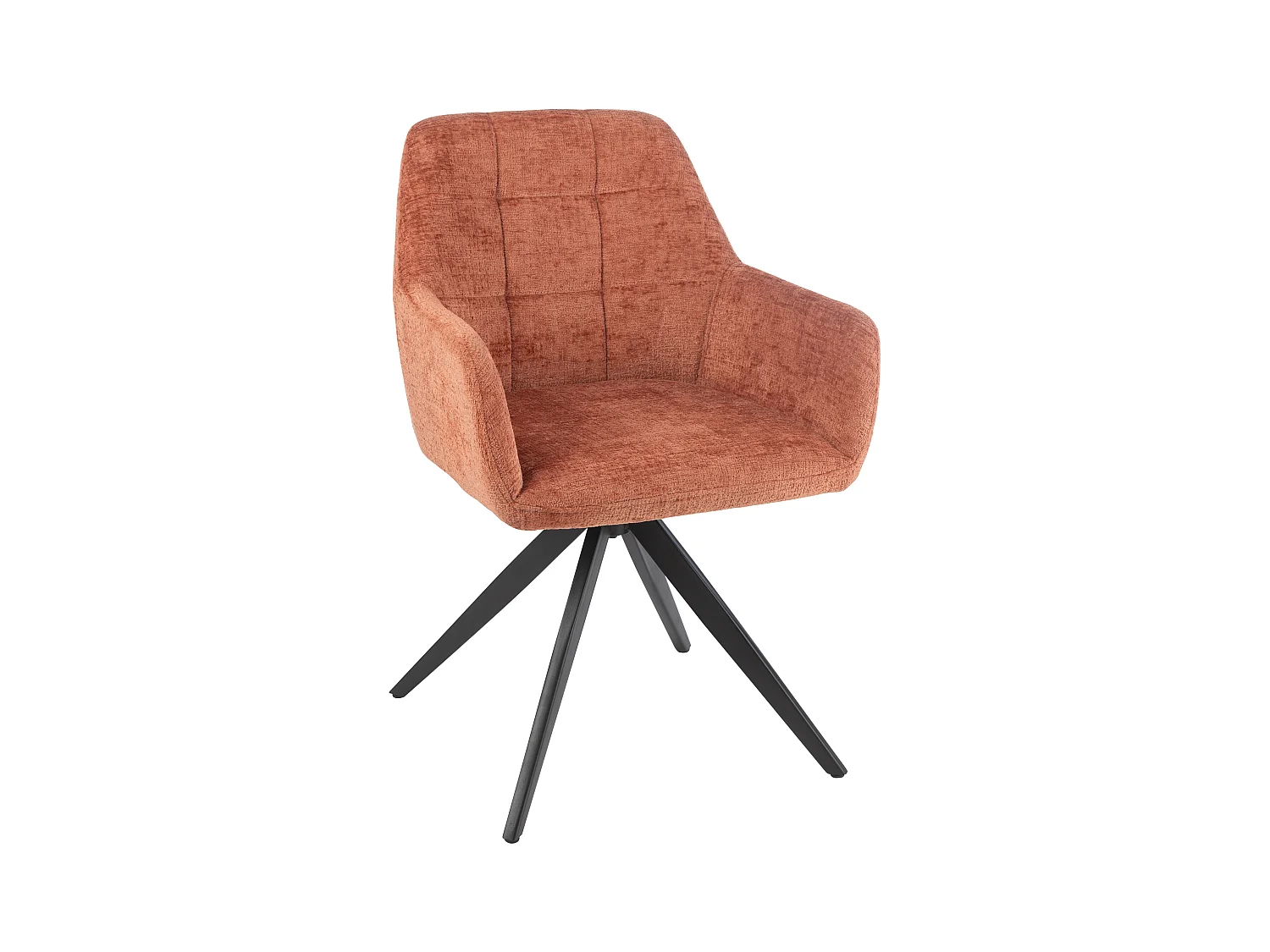 Silla LOUNA con reposabrazos – Tejido suave y patas de acero negro-Color Naranja