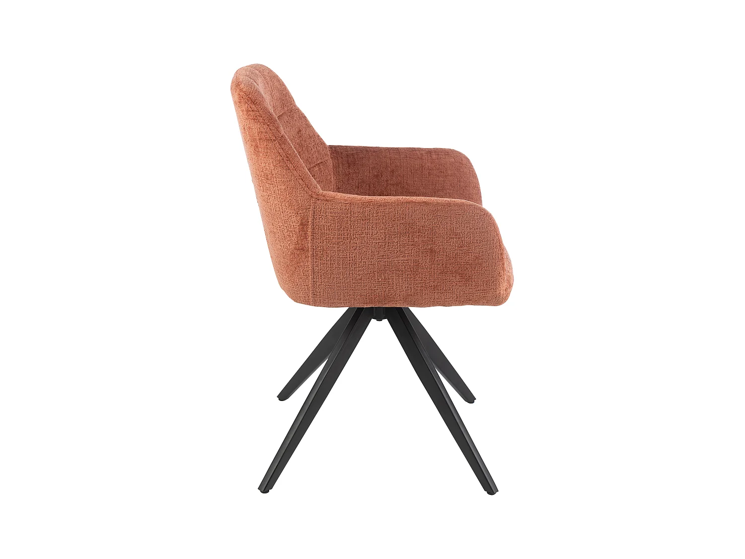 Silla LOUNA con reposabrazos – Tejido suave y patas de acero negro-Color Naranja