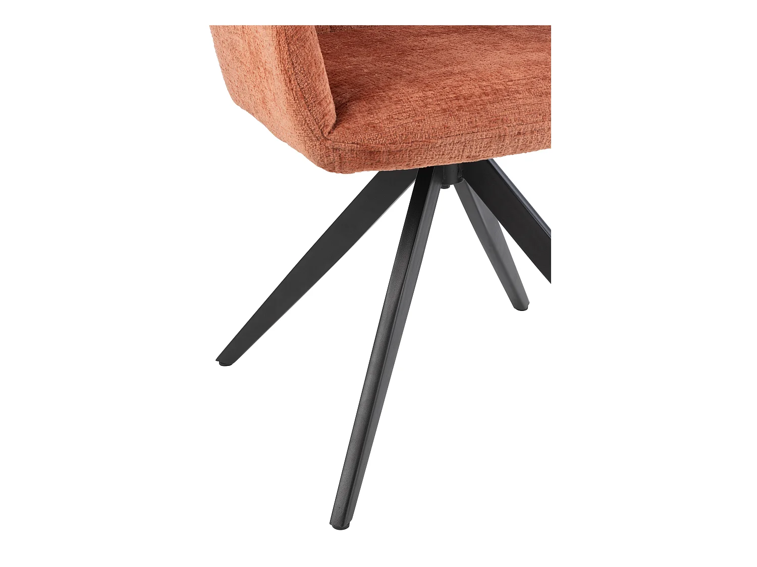 Silla LOUNA con reposabrazos – Tejido suave y patas de acero negro-Color Naranja