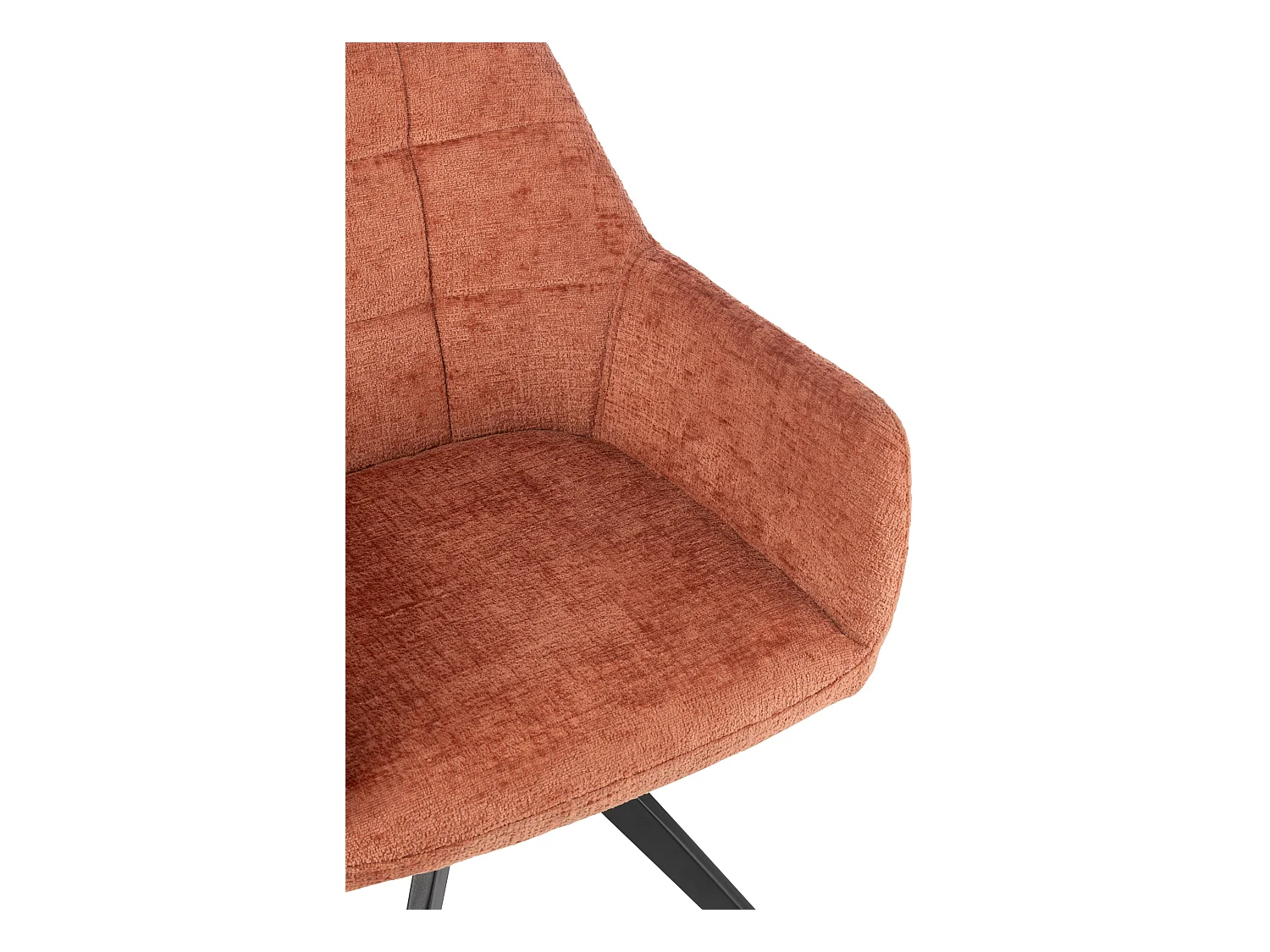 Silla LOUNA con reposabrazos – Tejido suave y patas de acero negro-Color Naranja