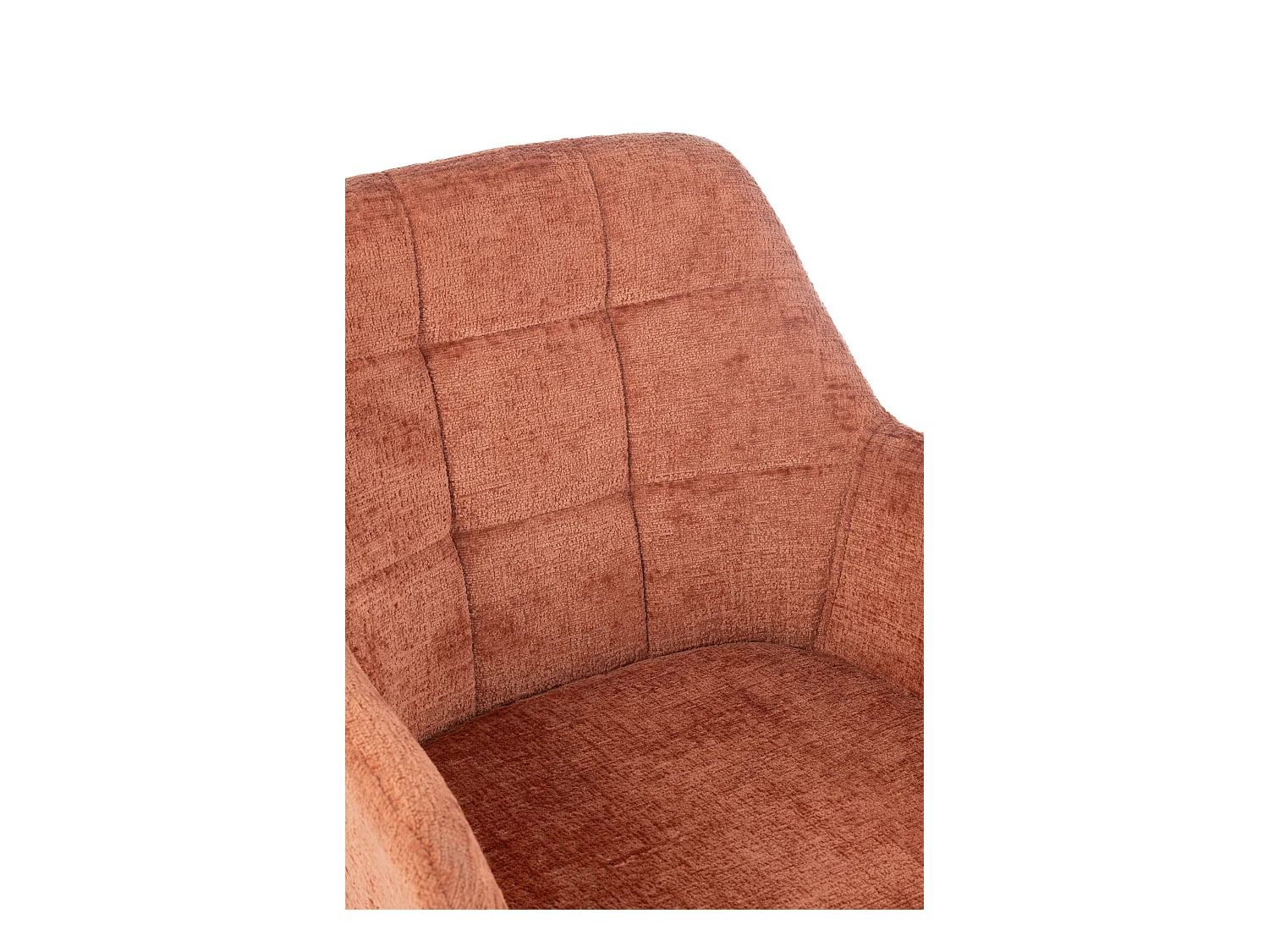 Silla LOUNA con reposabrazos – Tejido suave y patas de acero negro-Color Naranja