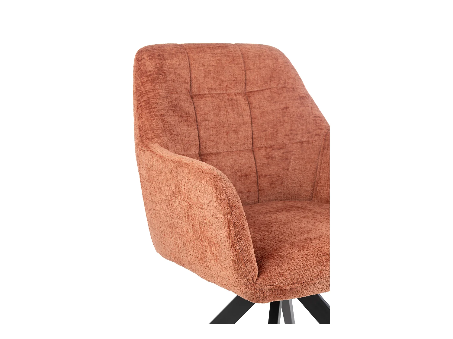 Silla LOUNA con reposabrazos – Tejido suave y patas de acero negro-Color Naranja