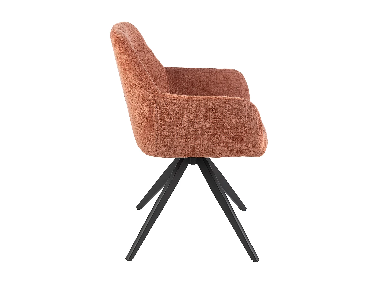 Chaise avec accoudoirs LOUNA – Tissu doux et pieds acier noir-Orange