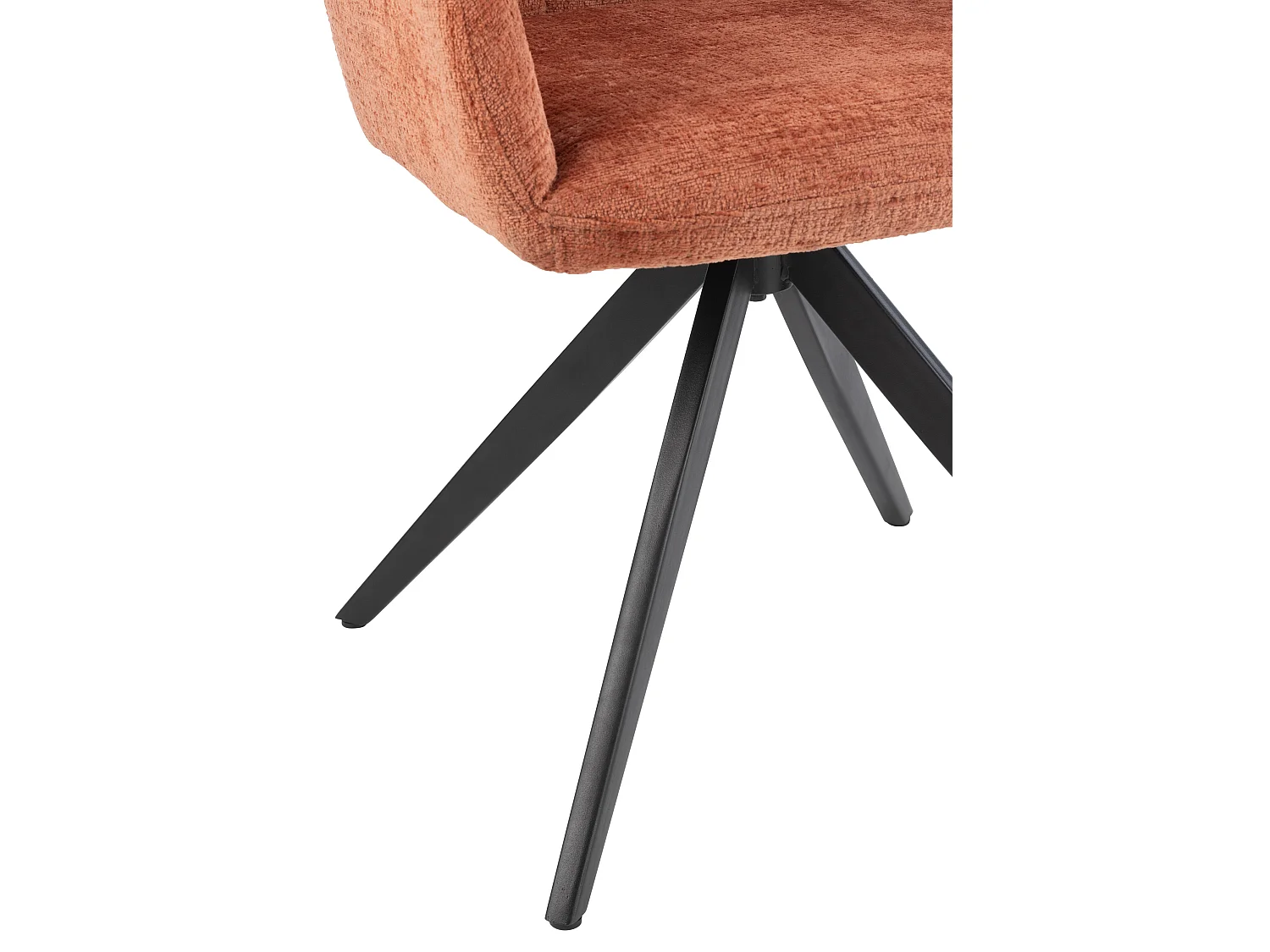 Chaise avec accoudoirs LOUNA – Tissu doux et pieds acier noir-Orange