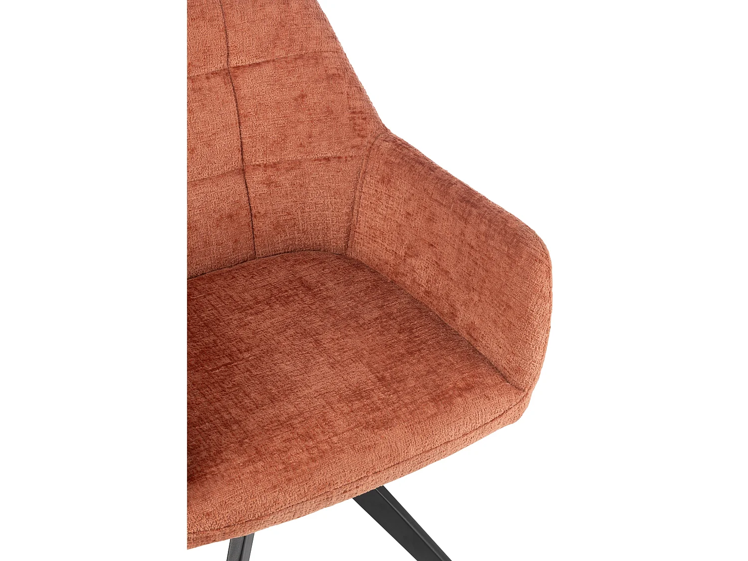 Chaise avec accoudoirs LOUNA – Tissu doux et pieds acier noir-Orange
