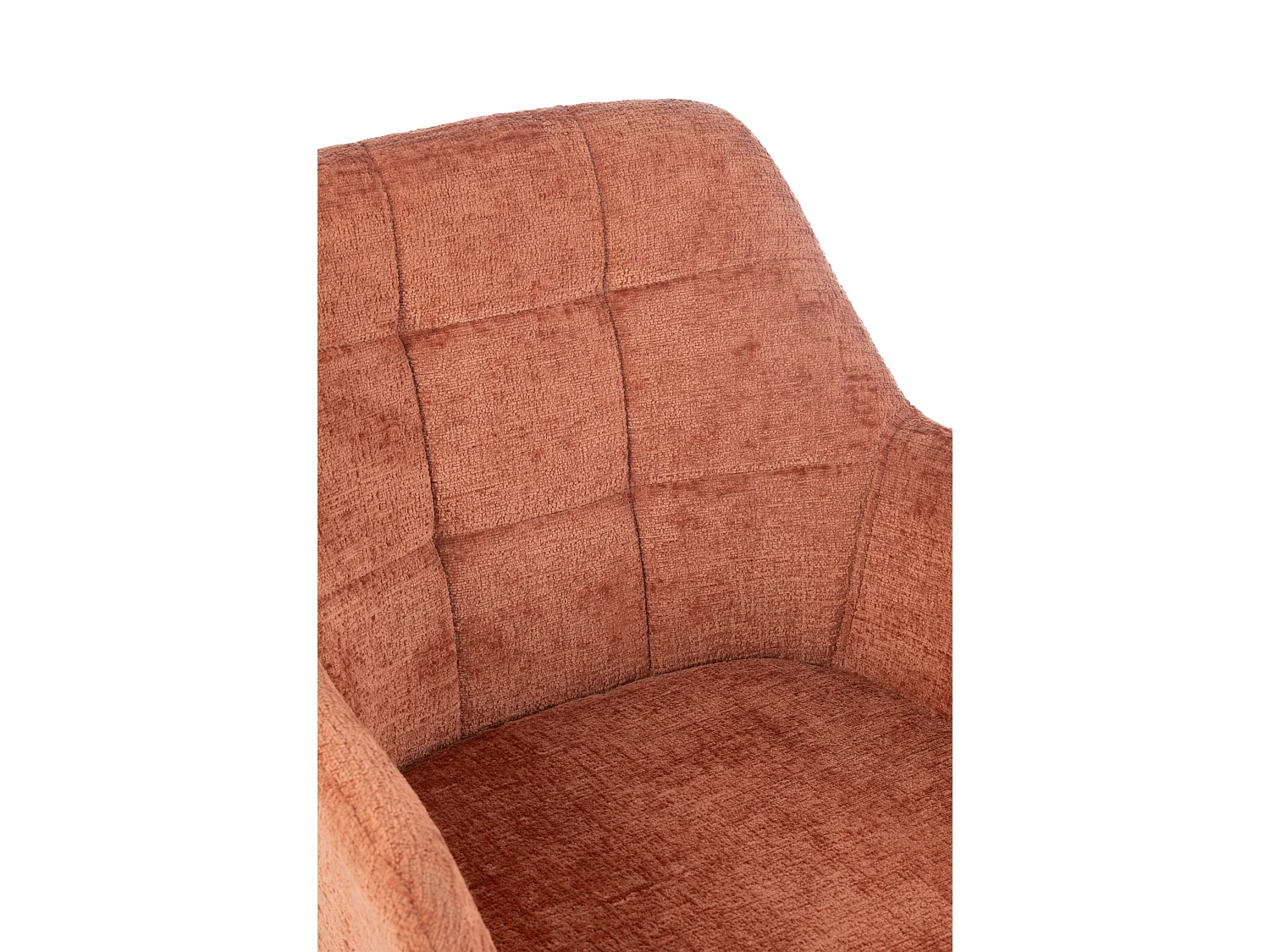 Chaise avec accoudoirs LOUNA – Tissu doux et pieds acier noir-Orange