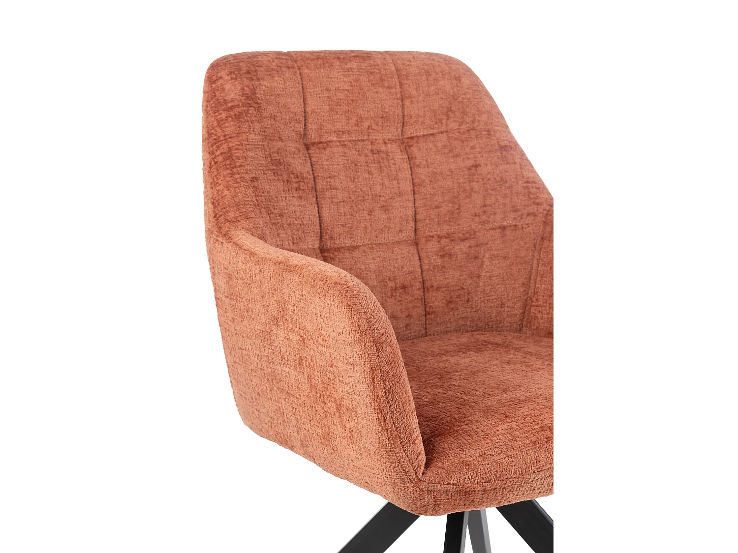 Chaise avec accoudoirs LOUNA – Tissu doux et pieds acier noir-Orange