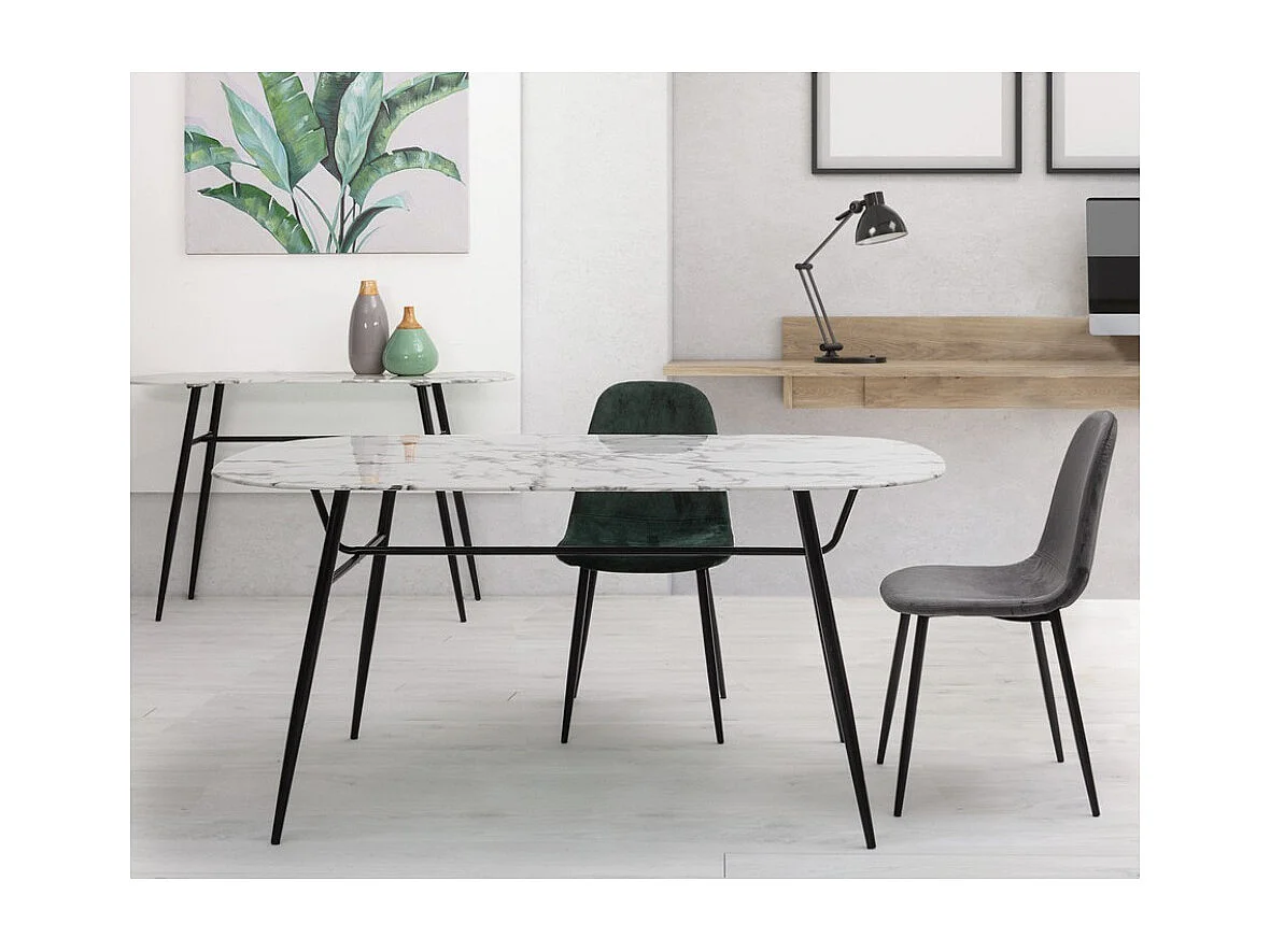 Lot de 4 chaises velours confortable et pieds métal noir Karela – Design Chic-Rose poudré