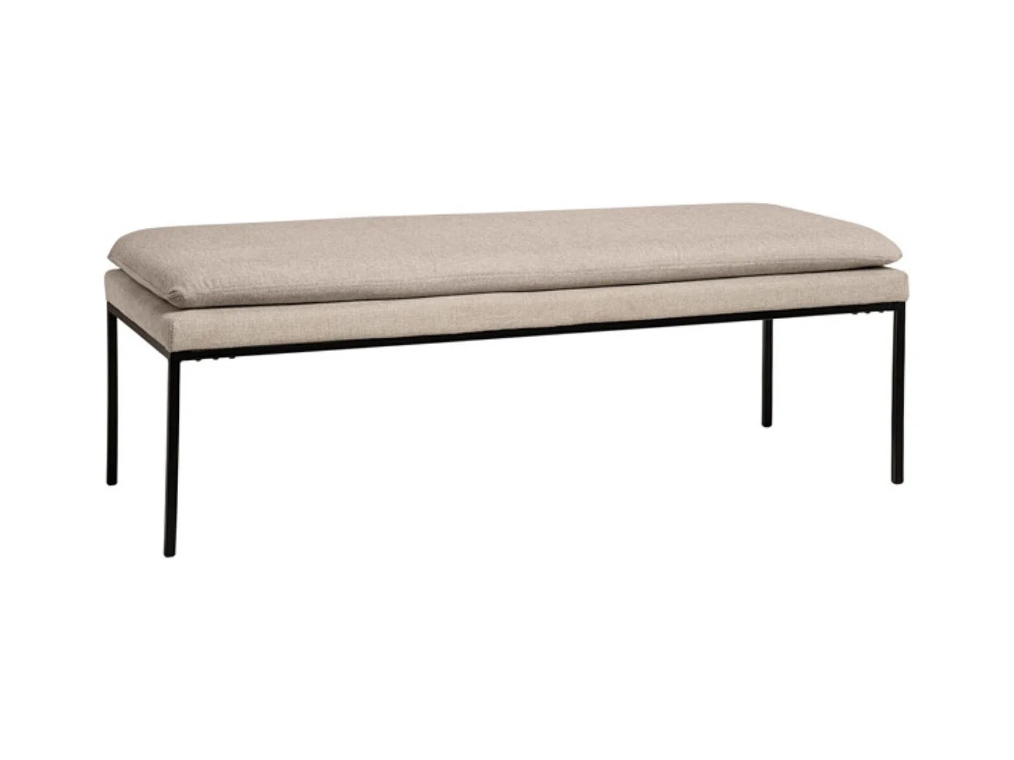 Banc design en tissu et pieds en métal noir MADRIDA 120cm-Beige clair