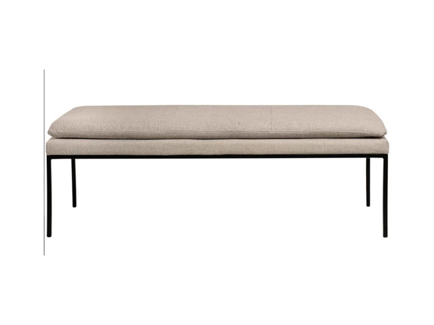 Banc design en tissu et pieds en métal noir MADRIDA 120cm-Beige clair