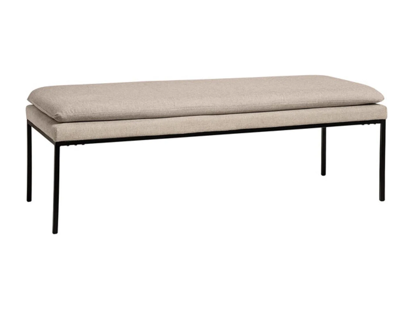 Banc design en tissu et pieds en métal noir MADRIDA 120cm-Beige clair