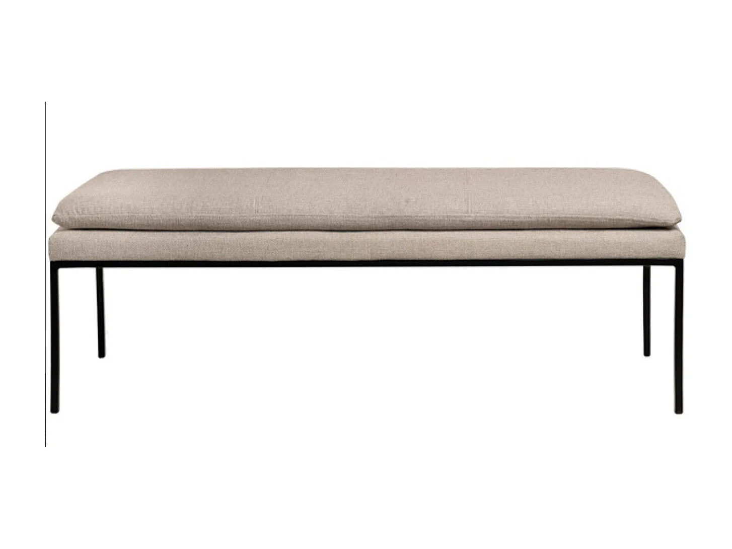 Banc design en tissu et pieds en métal noir MADRIDA 120cm-Beige clair