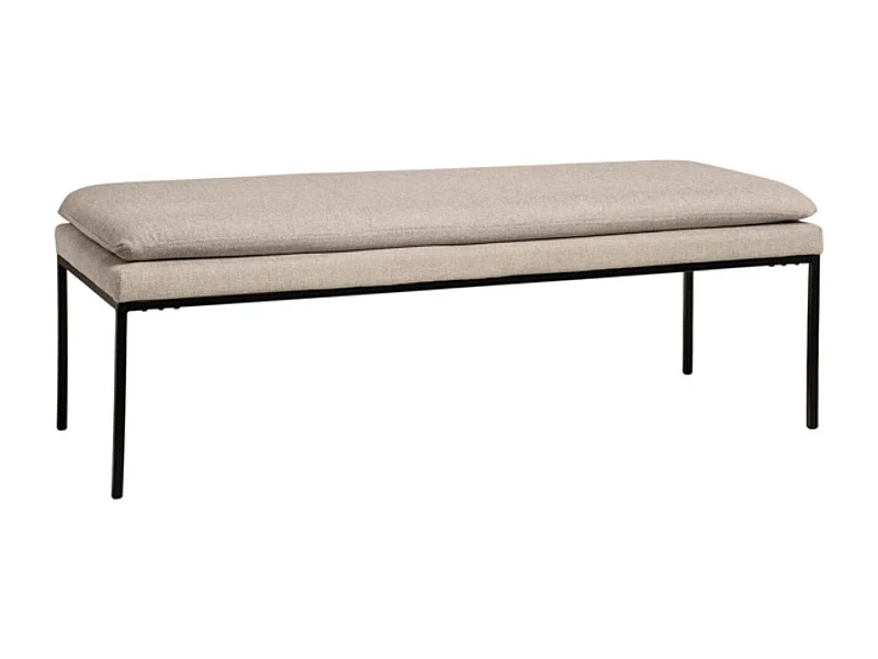 Banc design en tissu et pieds en métal noir MADRIDA 120cm-Beige clair
