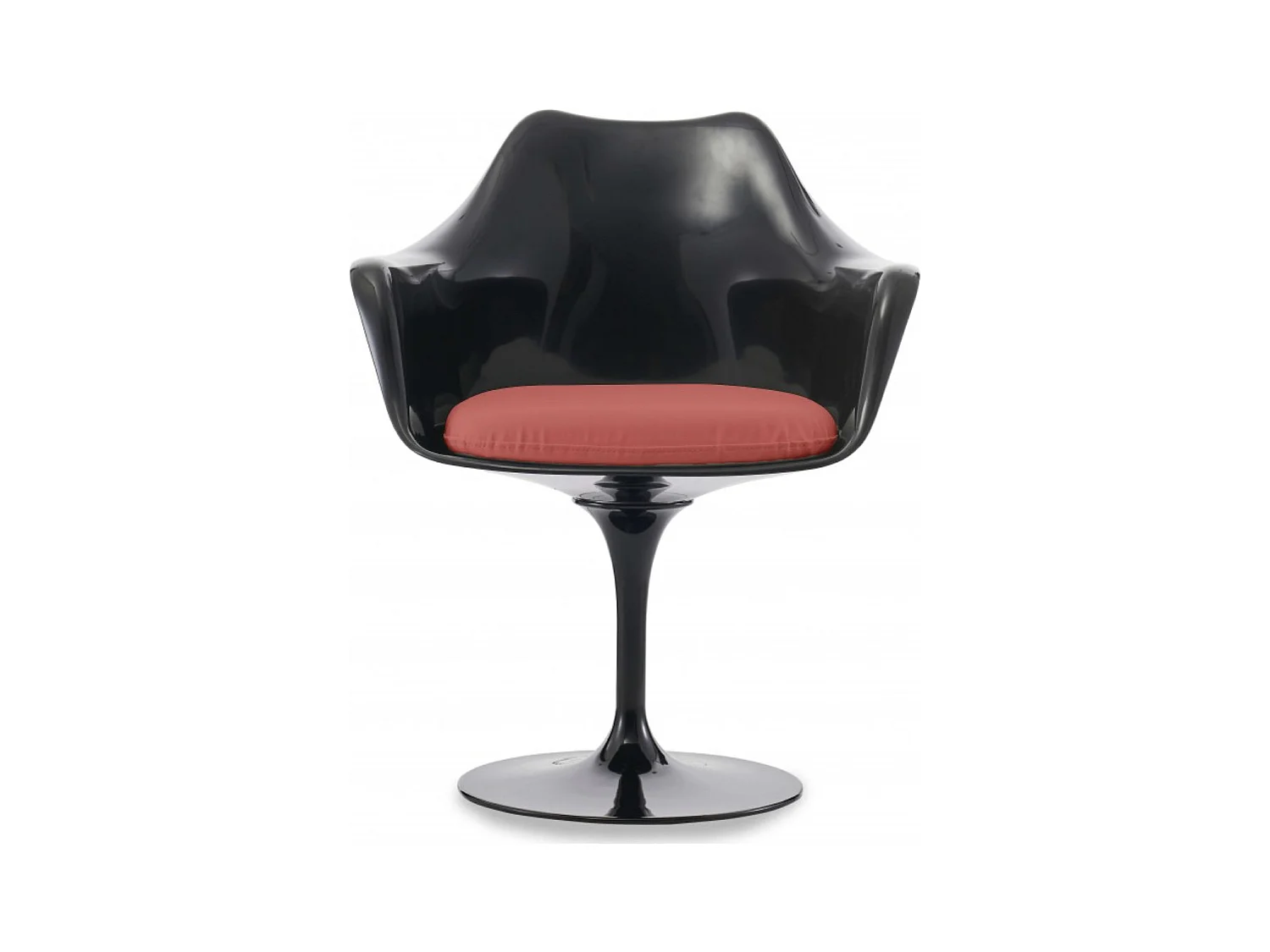 Fauteuil Tulipo pivotant noir brillant avec coussin - Design-Couleur Rouge