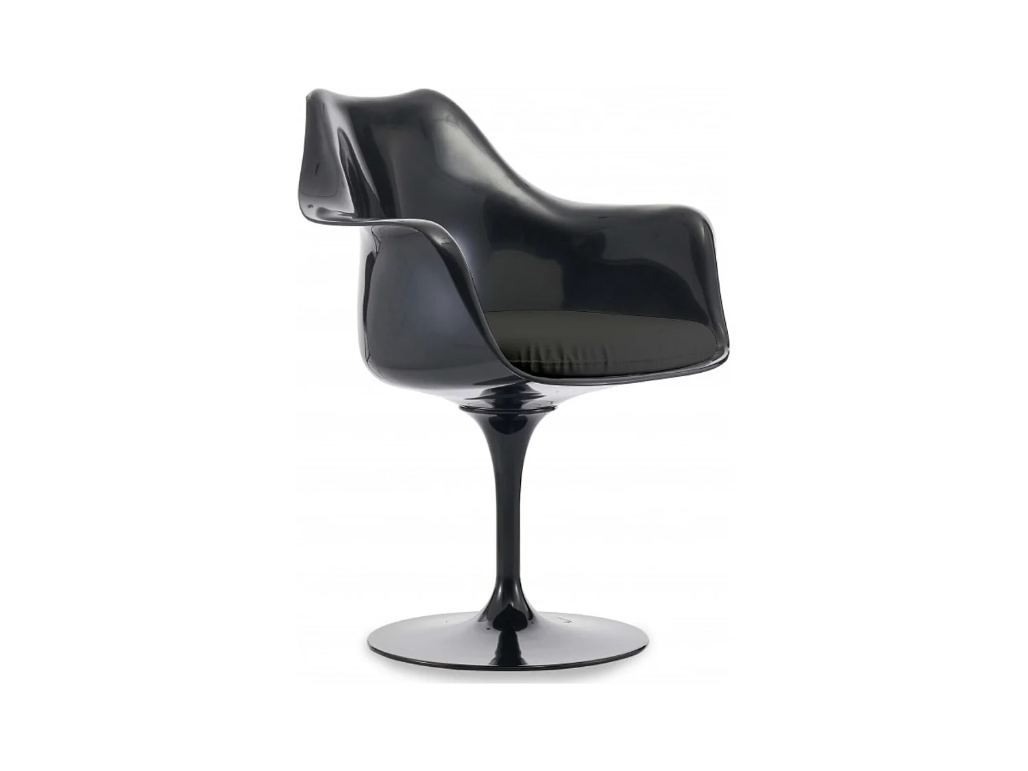 Fauteuil Tulipo pivotant noir brillant avec coussin - Design-Couleur Rouge